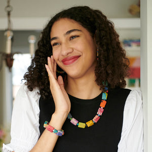 
            
                Load image into Gallery viewer, Kantha Dotted Block Necklace
            
        