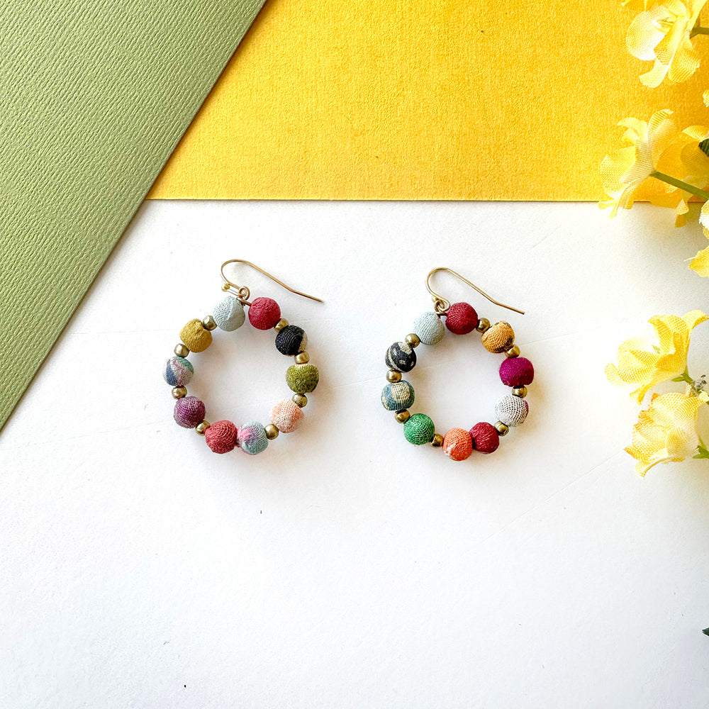
            
                Load image into Gallery viewer, Encircled Kantha Earrings
            
        