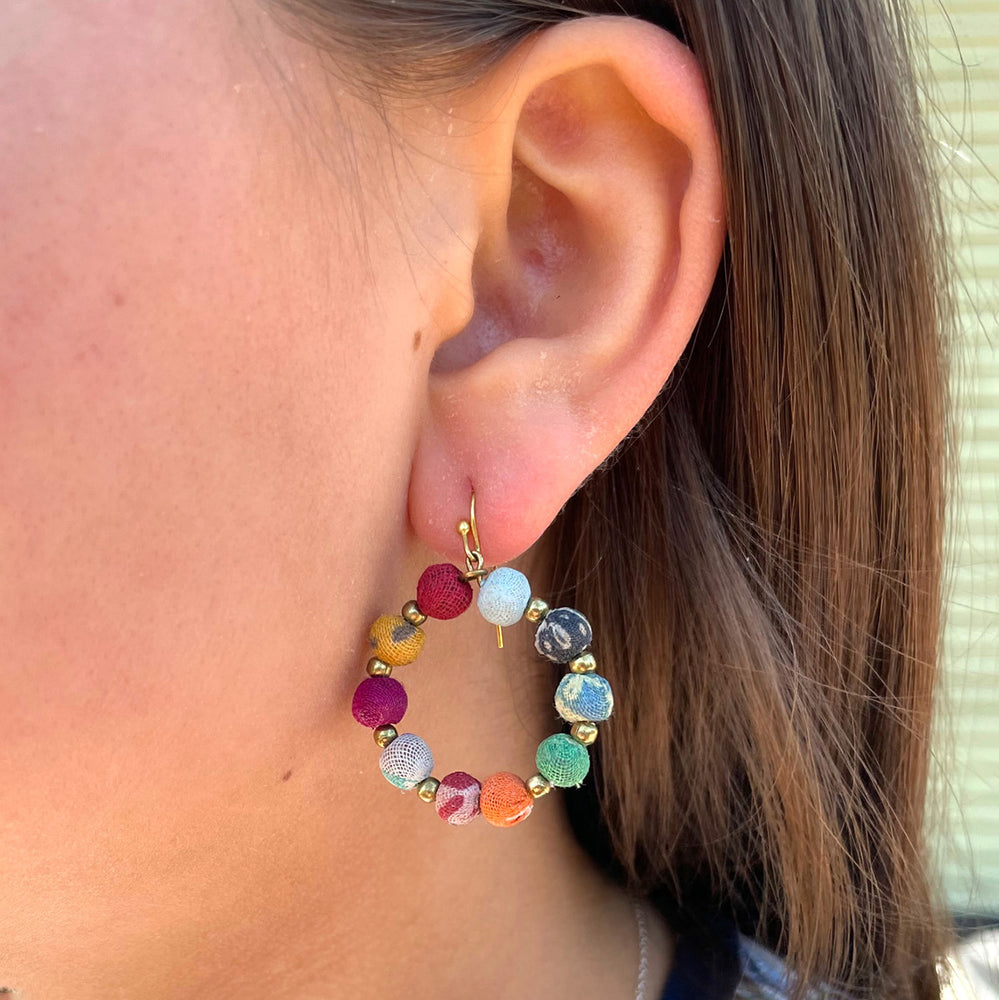 
            
                Load image into Gallery viewer, Encircled Kantha Earrings
            
        