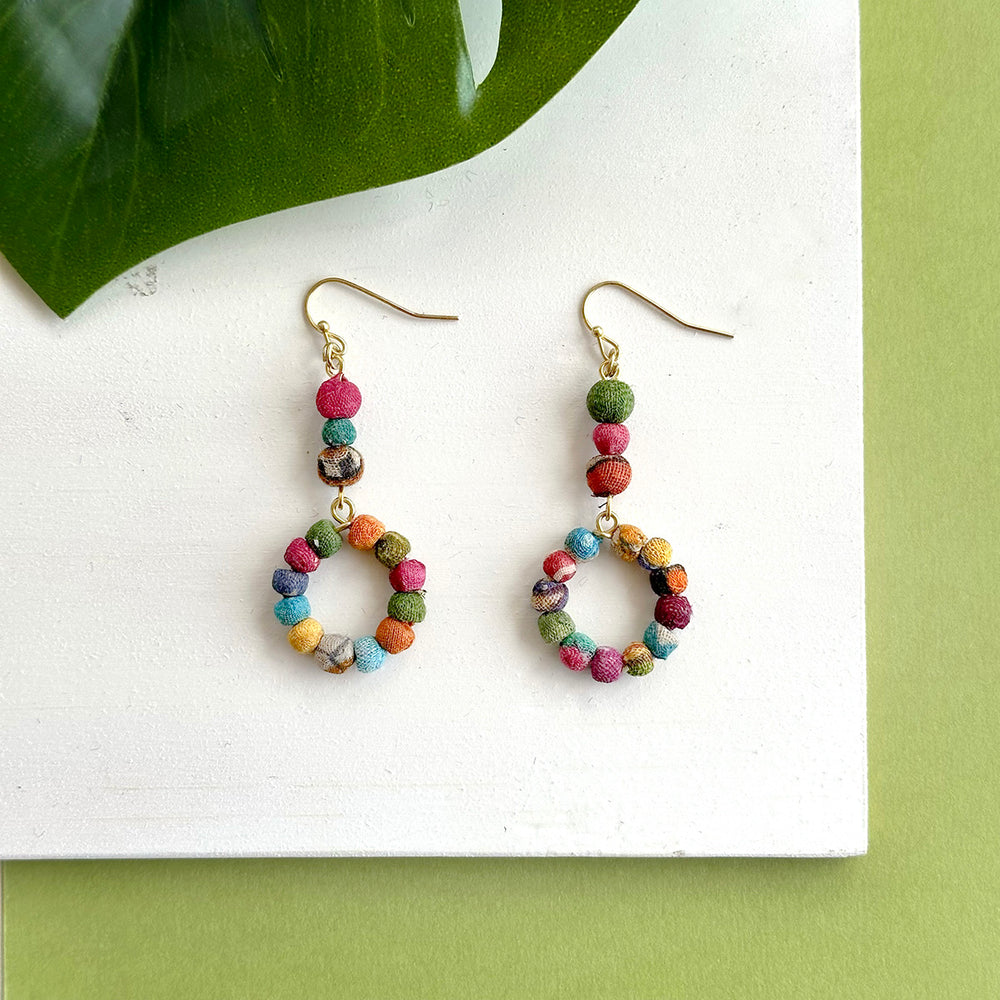 Kantha Exclamation Hoop Earrings