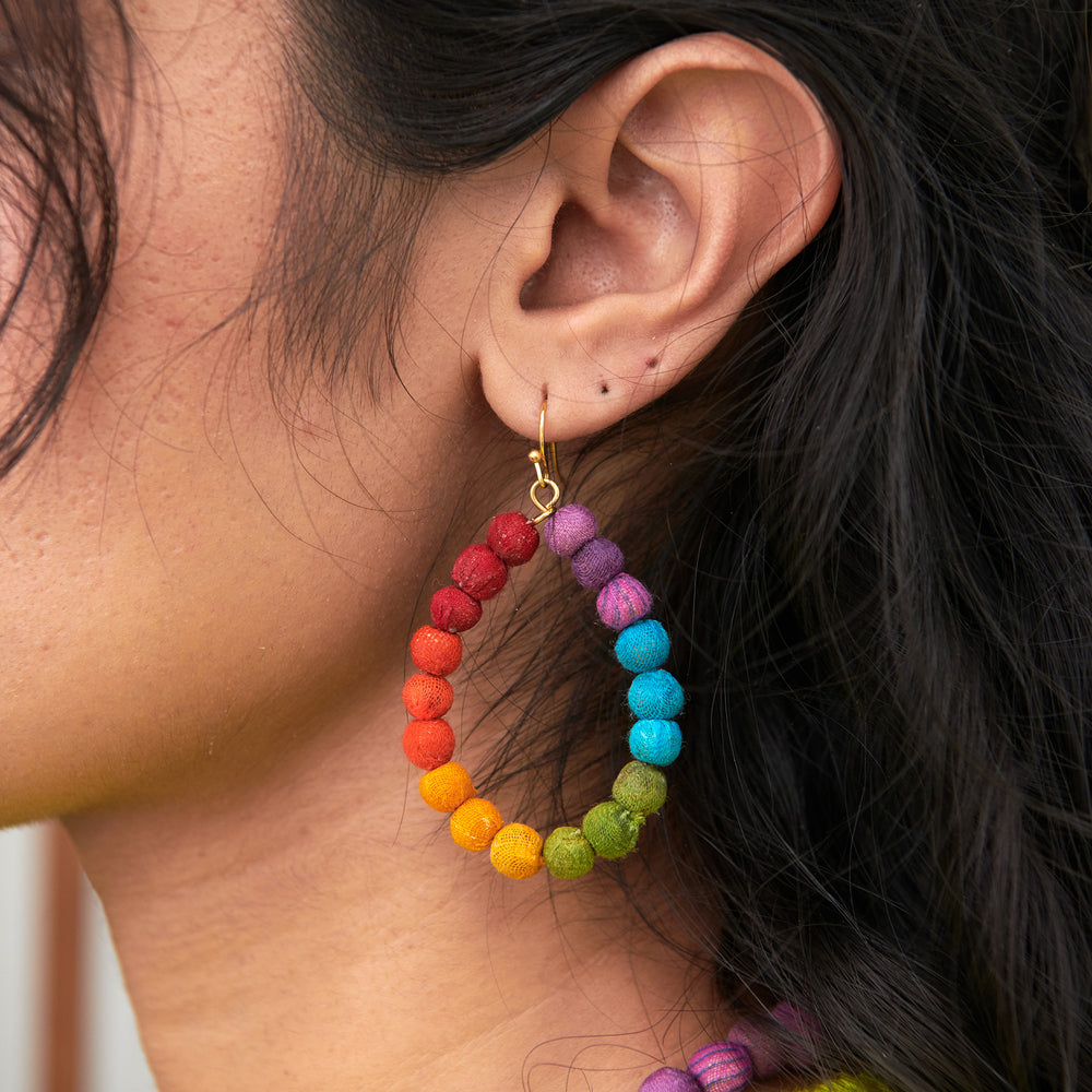 Kantha Prism Teardrop Earrings