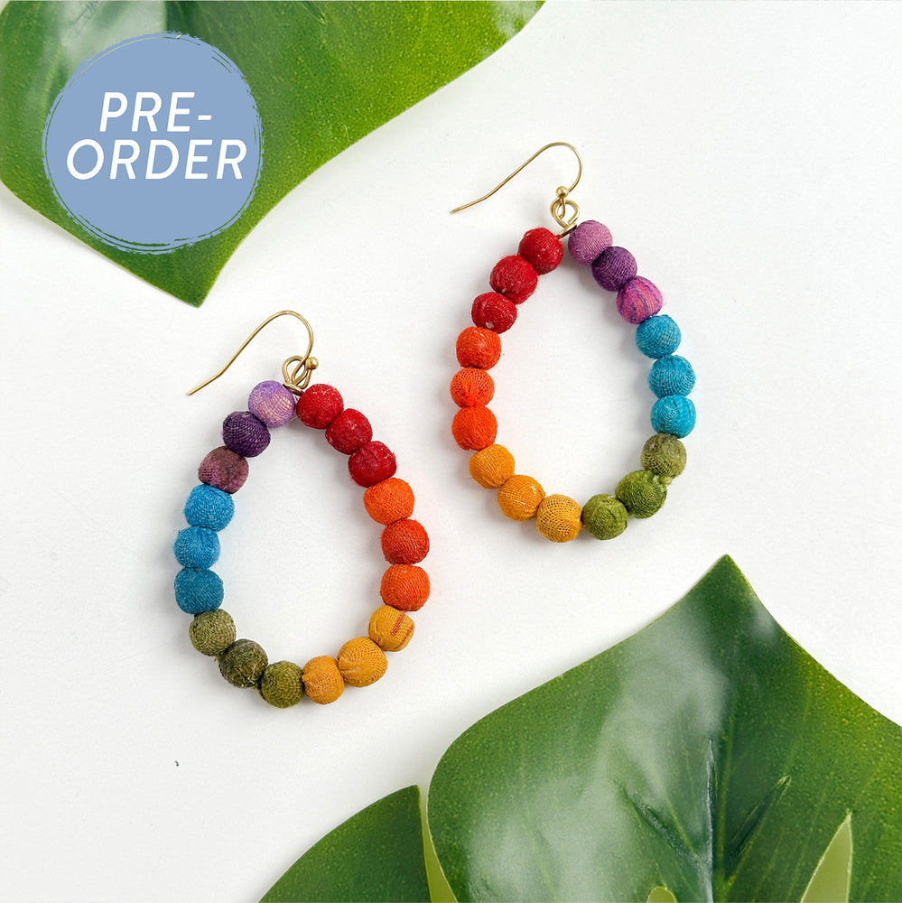 Kantha Prism Teardrop Earrings