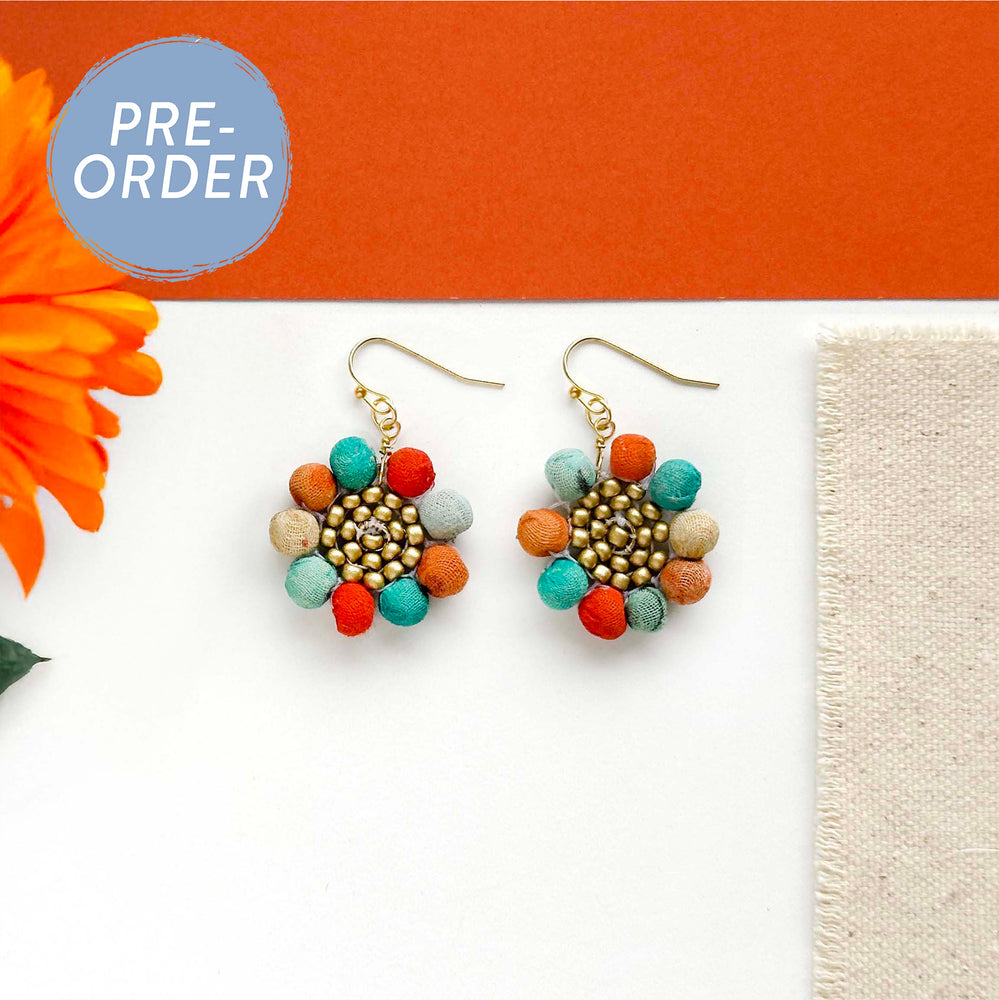 Kantha Capri Sunflower Earrings