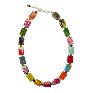 
            
                Load image into Gallery viewer, Kantha Dotted Block Necklace
            
        