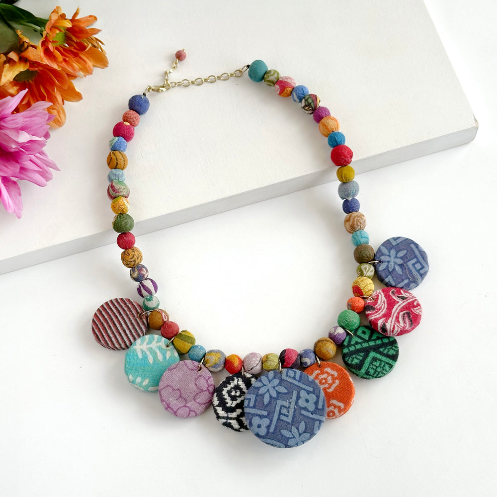 Kantha Fluid Disc Necklace