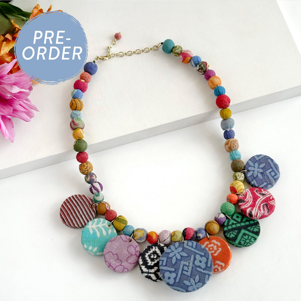 Kantha Fluid Disc Necklace