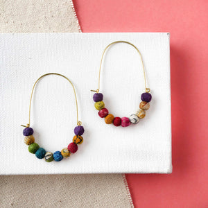 
            
                Load image into Gallery viewer, Elongated Kantha Wire Hoops
            
        