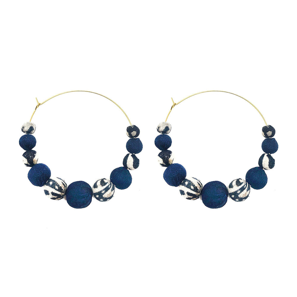 Kantha Indigo Graduated Hoops