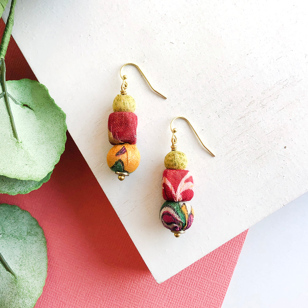 
            
                Load image into Gallery viewer, Kantha Shapes Drop Earrings
            
        