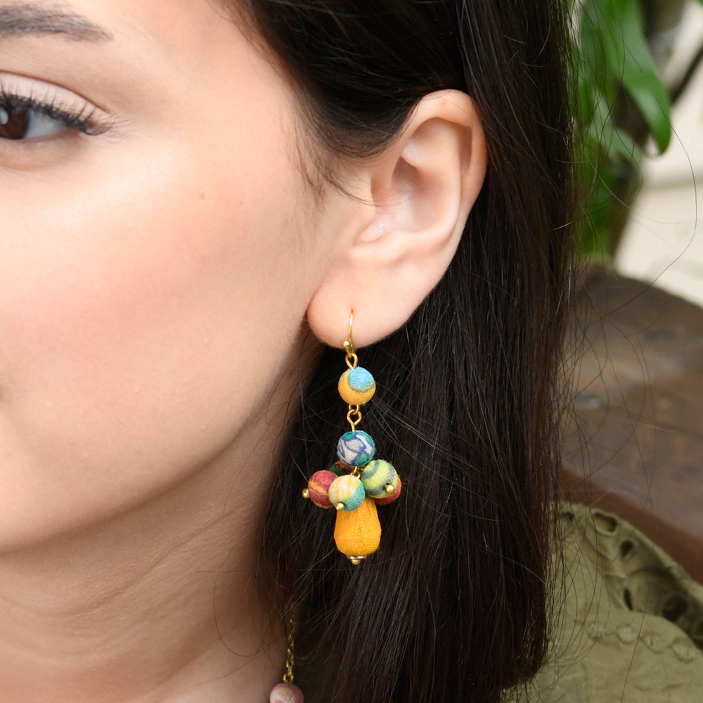 Kantha Tiered Droplet Earrings
